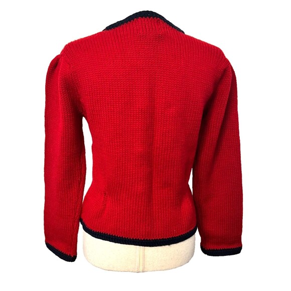 Vtg THE VILLAGER 100% Worsted Wool Sweater Women's S Petite Red Hand Embroidered - Picture 4 of 9